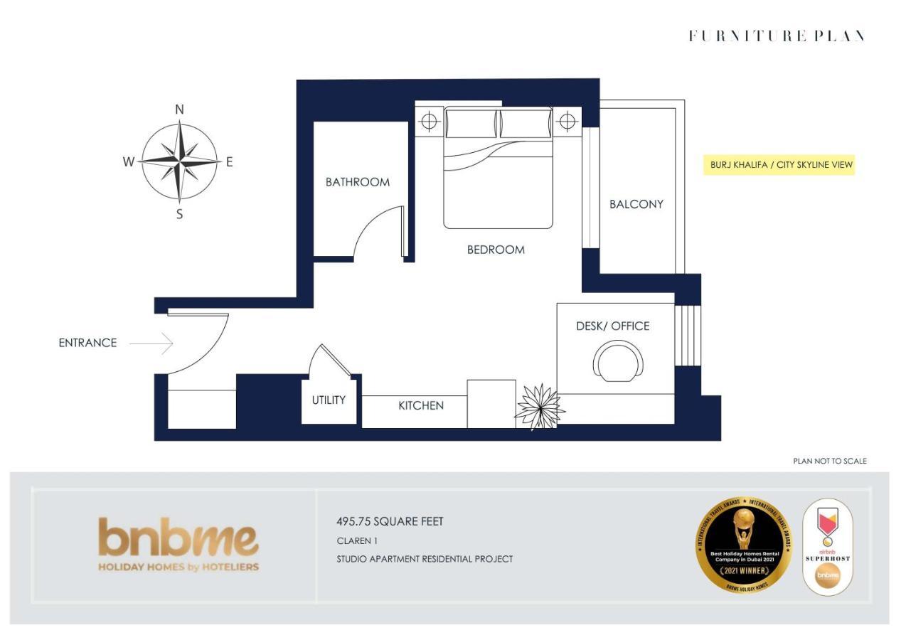 Bnbmehomes - Elegant & Stylish Studio In Downtown - 502 Dubai Eksteriør billede